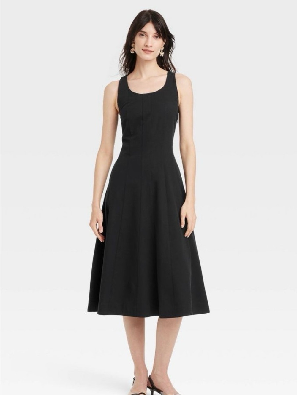 a new day Black S Midi Fit-and-Flare Dress Size 8